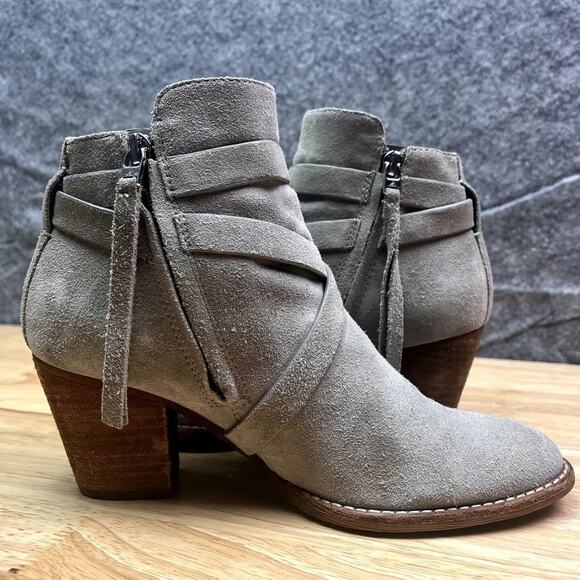 Sam Edelman Ankle Boots Womens 8M Merton Gray Suede Harness - Picture 5 of 15